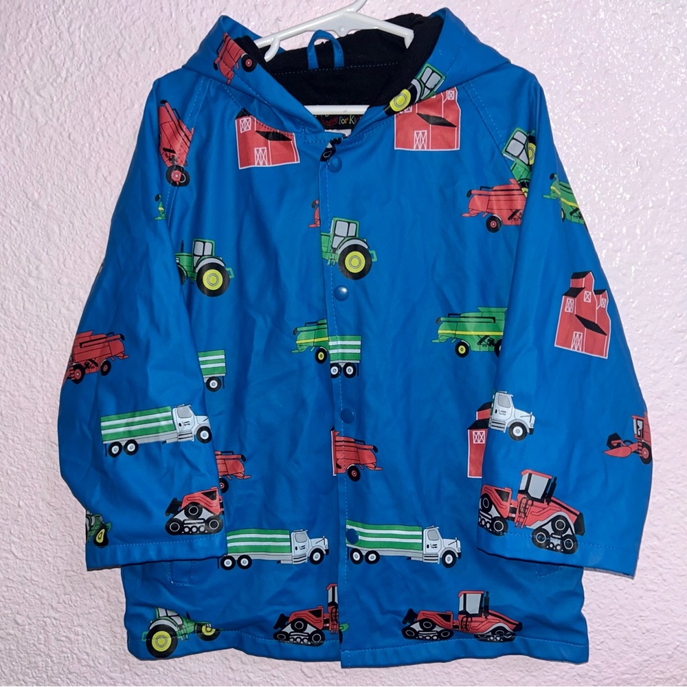Kids Blue Tractor Farm Raincoat